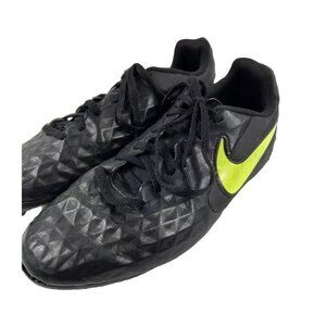 NIKE TIEMPO 5.5Y BLACK W/Neon YELLOW YOUTH KIDS SOCCER CLEATS